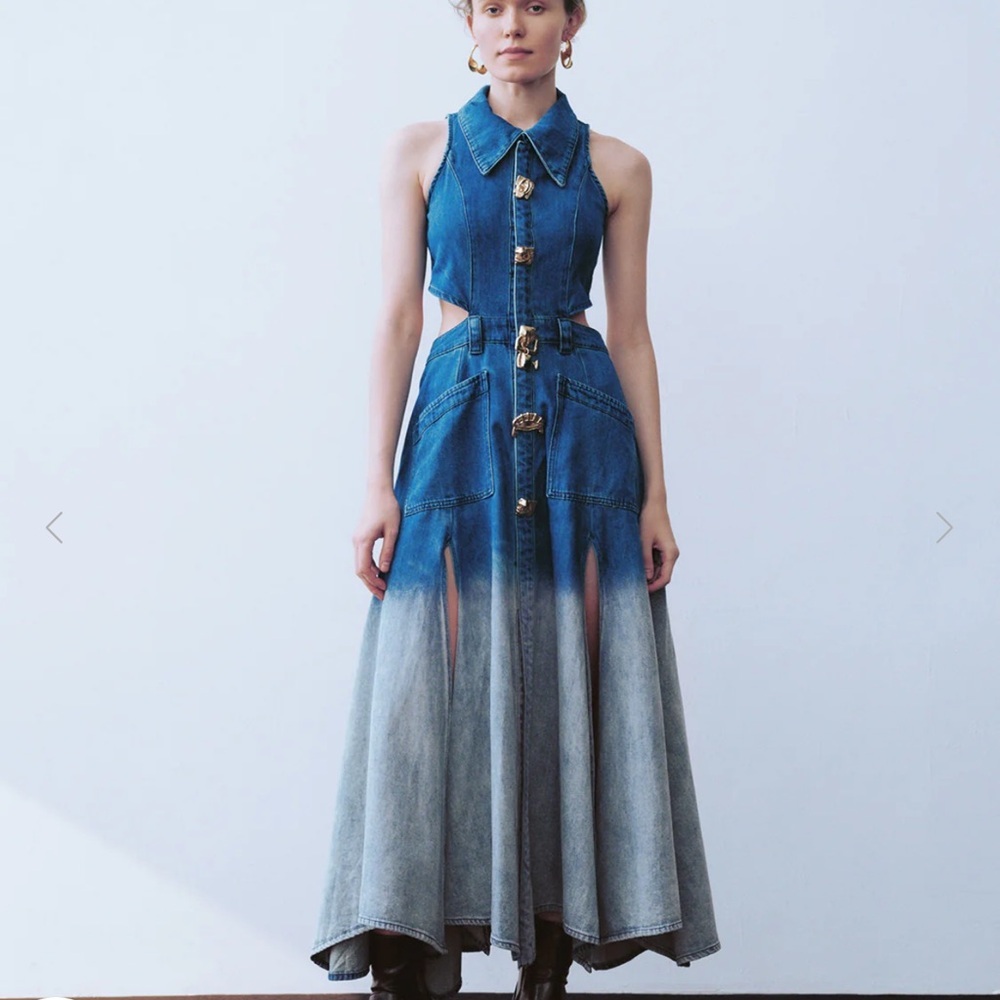 Worn Once! In pristine condition Urban Revivo Gradient Cut Out Denim Dress XXL